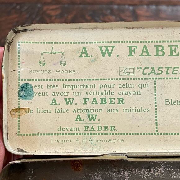 AW Faber Castell Pencil Tin Case Box Vtg Metal Germany EMPTY Draw Drafting READ - Picture 9 of 11